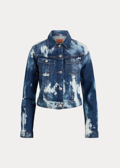 Chaquetas de Mezclilla Ralph Lauren Mujer Azules Azules - Bleach-Dye - GQXSB9325